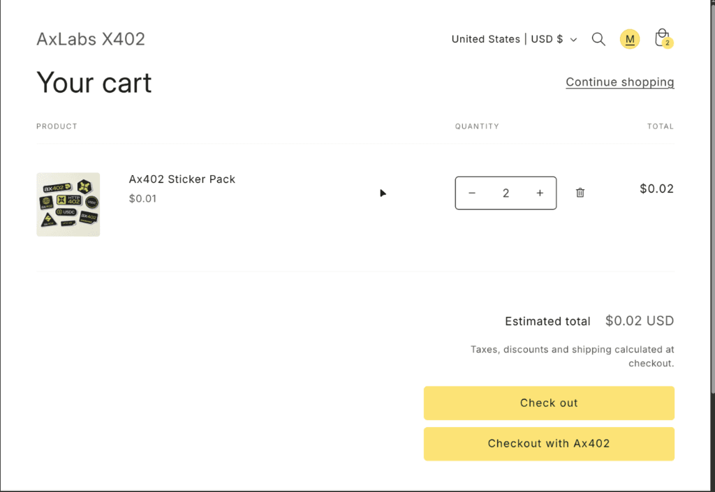 Cart with Check out and Checkout with Ax402